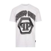 Wit T-shirt met iconisch logo Philipp Plein , White , Heren