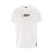 Witte Katoenen Jersey T-shirt met Triple FF Borduursel Fendi , White ,...