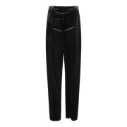 Fluwelen Geplooide Losse Broek Balmain , Black , Dames