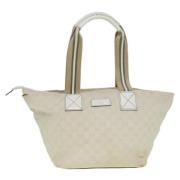 Pre-owned Canvas totes Gucci Vintage , White , Dames