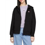 Zwarte Rits Hoodie Badge Trui Tommy Jeans , Black , Dames