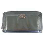 Pre-owned Leather wallets Chanel Vintage , Gray , Dames