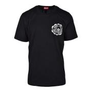 Casual Katoenmix T-shirt Diesel , Black , Heren