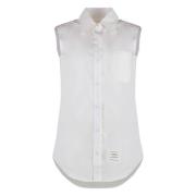 Katoenen Mouwloos Shirt Knoop-Down Kraag Thom Browne , White , Dames