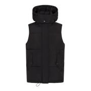 Zwarte vest met capuchon en dubbele sluiting Heartmade , Black , Dames