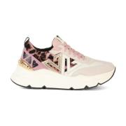 Sneakers met contrastinzetten van leer Emanuelle Vee , Pink , Dames