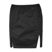 Zwarte Nylon Katoen Mix Rok Rick Owens , Black , Dames