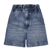 Blauwe Denim Shorts Hoge Taille Vervaagd Isabel Marant , Blue , Dames