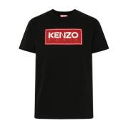 Zwart Katoenen T-Shirt met Ronde Hals Kenzo , Black , Dames