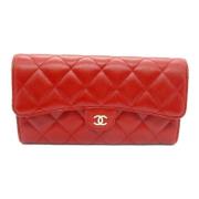 Pre-owned Leather wallets Chanel Vintage , Red , Dames