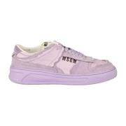 Leren Sneakers met Rubberen Zool Msgm , Purple , Heren