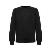 Fisherman's Rib Crew Neck Sweater Roberto Collina , Black , Heren