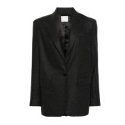 Antraciet Wollen Blazer met Melange Effect Forte Forte , Gray , Dames