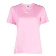 Roze Micro Logo Crew Neck T-Shirt Msgm , Pink , Dames