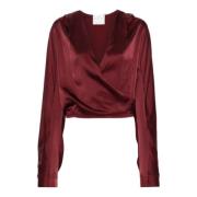 Bordeaux Zijden Wrap Blouse Forte Forte , Brown , Dames