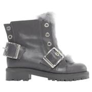 Pre-owned Leather boots Alexander McQueen Pre-owned , Gray , Dames