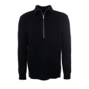 Geribbelde Half-Zip Trui Drykorn , Black , Heren