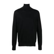 Elegante Zwarte Wollen Trui Jil Sander , Black , Heren