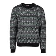 Merino Katoenmix Gebreide Trui Sun68 , Black , Heren