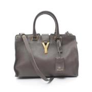 Pre-owned Leather handbags Yves Saint Laurent Vintage , Gray , Dames