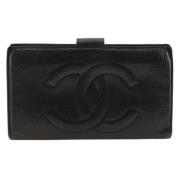 Pre-owned Leather wallets Chanel Vintage , Black , Dames