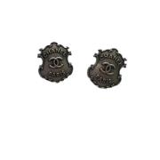 Pre-owned Metal earrings Chanel Vintage , Gray , Dames