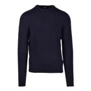 Merino Wol Gebreide Top Alpha Studio , Blue , Heren