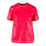 Katoen Elastaan T-shirt Diesel , Pink , Dames