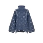 Blauwe Oversized Trui met Hoge Hals Hést , Blue , Dames