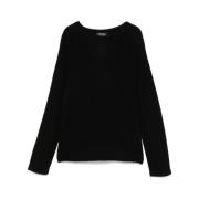 Grijze Wol-Kasjmier Crew Neck Sweater Max Mara , Black , Dames