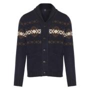 Luxe Cashmere Cardigan, Made in Italy Fedeli , Blue , Heren