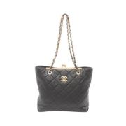 Pre-owned Leather totes Chanel Vintage , Black , Dames