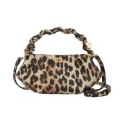 Leopard Mini Bou Tas Bruin Ganni , Brown , Dames