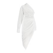 Asymmetrische Poplin Midi Jurk Alexander Wang , White , Dames