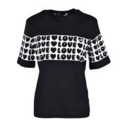 Katoenen T-shirt met Stijlvol Ontwerp Love Moschino , Black , Dames