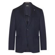 Wol/Katoenen Jas met 2 Knopen Hugo Boss , Blue , Heren