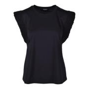 Katoenen T-shirt Dondup , Black , Dames