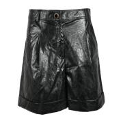 Metallic Blend Casual Shorts Marella , Black , Dames