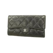 Pre-owned Leather wallets Chanel Vintage , Black , Dames