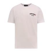 Geborduurd Logo Katoenen T-Shirt Dsquared2 , White , Heren