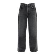 Zwarte Versleten Baggy Denim Jeans Agolde , Black , Dames