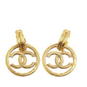 Pre-owned Metal earrings Chanel Vintage , Yellow , Dames