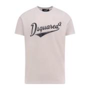 Logo Print Katoenen T-Shirt Dsquared2 , White , Heren