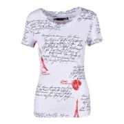 Stijlvol T-shirt met Viscose en Elastaan Love Moschino , White , Dames