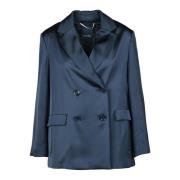 Elegante Jas in Viscose Polyester Mix Max Mara , Blue , Dames