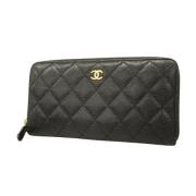 Pre-owned Leather wallets Chanel Vintage , Black , Dames