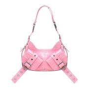 Bubble Pink Schoudertas met Banddetail Biasia , Pink , Dames