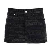 Geborduurde Mini Rok Alexander Wang , Black , Dames