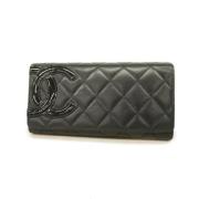 Pre-owned Leather wallets Chanel Vintage , Black , Dames