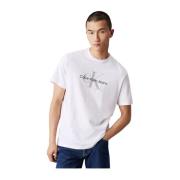 Wit Katoen Logo T-Shirt Calvin Klein , White , Heren